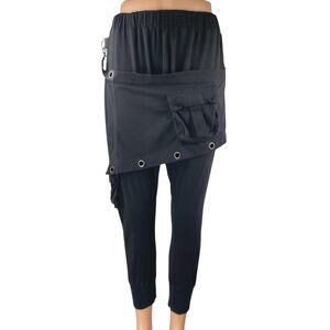 Dolls Kill Darker Wavs Women's Black Pocket Skirted Skinny Leggings Pants Size S